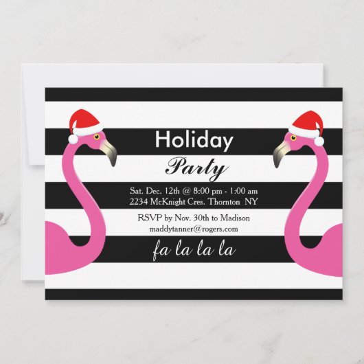 Fa la la Flamingo Vakantie Uitnodiging (Voorkant)