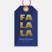 Fa La La | Fun Christmas Blue & Gold Cadeaulabel (Voorkant)