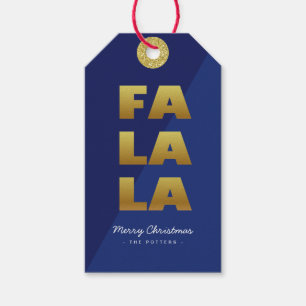 Fa La La   Fun Christmas Blue & Gold Cadeaulabel