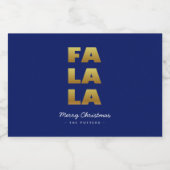 Fa La La | Fun Christmas Blue & Gold Likeurfles Etiket (Enkel label)