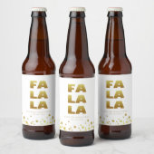 Fa La La | Fun Christmas Wit & Goud Bier Etiket (Flessen)