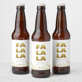 Fa La La | Fun Christmas Wit & Goud Bier Etiket