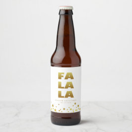 Fa La La | Fun Christmas Wit & Goud Bier Etiket