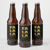 Fa La La | Fun Christmas Zwart & Goud Bierfles Bier Etiket (Flessen)