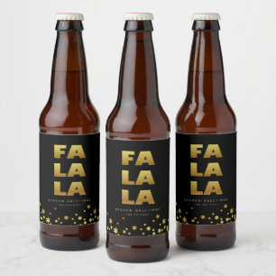 Fa La La Fun Christmas Zwart & Goud Bierfles Bier Etiket