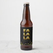 Fa La La | Fun Christmas Zwart & Goud Bierfles Bier Etiket (Voorkant)