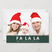 Fa la La Green Moderne Kerstfoto Feestdagenkaart (Voorkant)