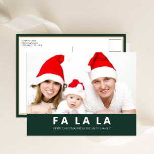 Fa la La Green Moderne Kerstfoto Feestdagenkaart