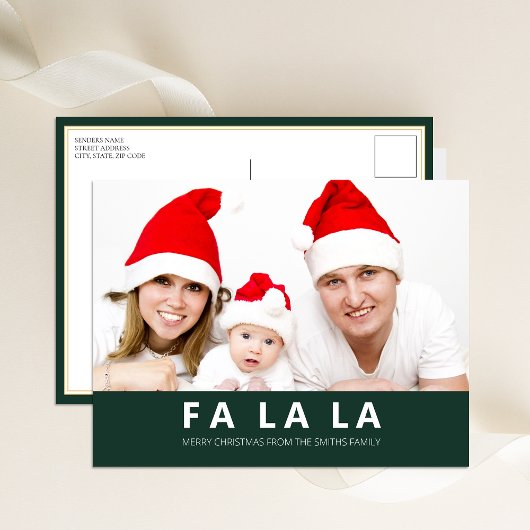 Fa la La Green Moderne Kerstfoto Feestdagenkaart