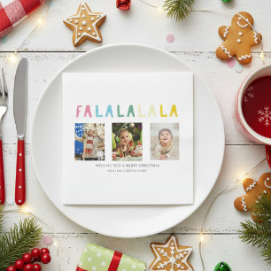 Fa La La Kerst 3 Foto Collage Zachte Pastel Servet