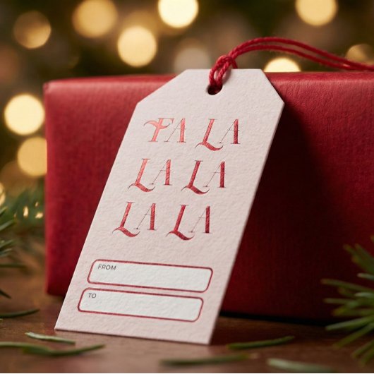 Fa La La Kerst Speels Vintage Cadeaulabel