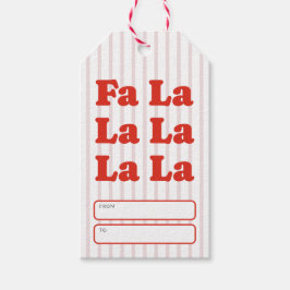 Fa La La Kerst Speelse Gestreepte Cadeaulabel