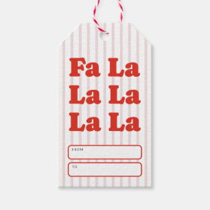 Fa La La Kerst Speelse Gestreepte Cadeaulabel