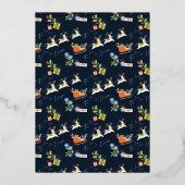 Fa La La Kersta Reindeers & Sleigh Photo Folie Feestdagenkaart (Achterkant)