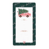 Fa La La kerstboom Roze  van en naar Etiket (Voorkant)