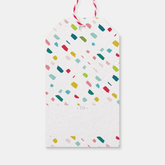 FA LA LA KERSTCADEAU leuk vet helder kleurrijk Cadeaulabel (Achterkant)