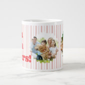 Fa La La Kerstfeest Kerstfeest Gestreepte Grote Koffiekop (Voorkant)