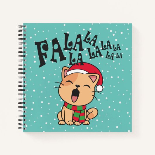 Fa La La kerstkat Singing Guestbook Notitieboek (Voorkant)