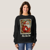 Fa La La Kerstman Kerst Postzegel Trui (Voorkant volledig)