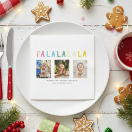 Fa La La Kerstmis 3 Foto Collage Cute Pastel Servet