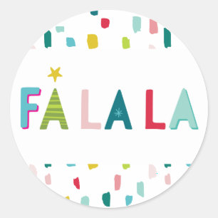 FA LA LA KERSTMIS VAKANTIE leuk vet kleurrijke dab Ronde Sticker