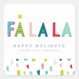 FA LA LA KERSTMIS VAKANTIE leuk vet kleurrijke dab Vierkante Sticker