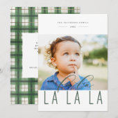 Fa la La kleurrijke vakantie geruite fotokaart Feestdagenkaart (Voorkant / Achterkant)