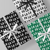 Fa La La La Black, White & Green Stylish & Fun Inpakpapier Vel