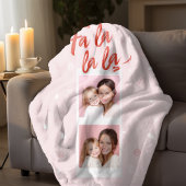 Fa La La La Blush Pink Christmas Photo  Fleece Deken