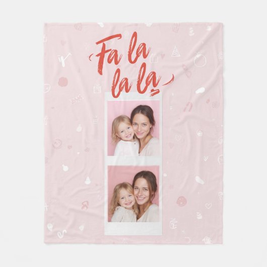 Fa La La La Blush Pink Christmas Photo  Fleece Deken (Voorkant)