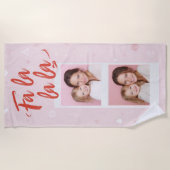 Fa La La La Blush Pink Christmas Photo  Strandlaken (Voorkant)