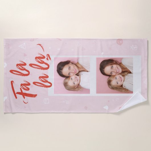 Fa La La La Blush Pink Christmas Photo  Strandlaken (Voorkant)