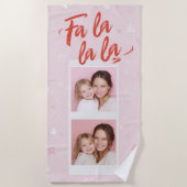 Fa La La La Blush Pink Christmas Photo  Strandlaken (Voorkant)
