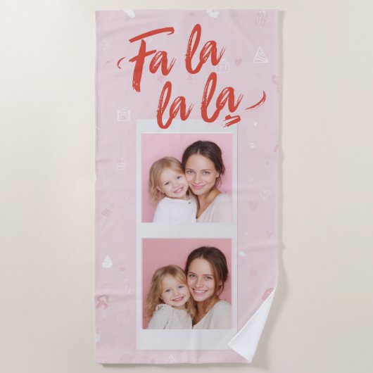 Fa La La La Blush Pink Christmas Photo  Strandlaken (Voorkant)