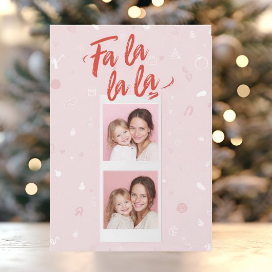 Fa La La La Blush Pink Modern Christmas Photo  Feestdagenkaart