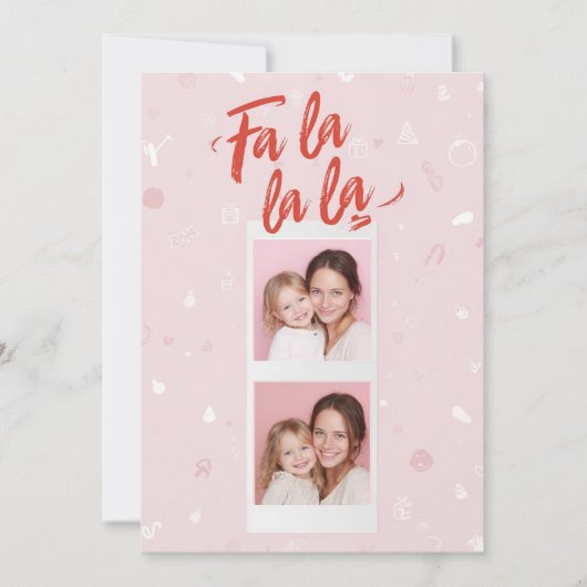 Fa La La La Blush Pink Modern Christmas Photo  Feestdagenkaart (Voorkant)