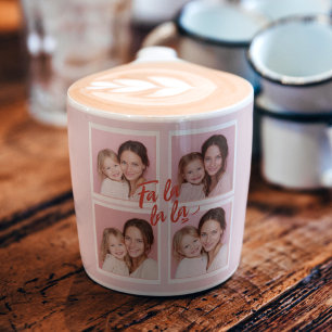 Fa La La La Blush Roze Kerst Foto Collage Espresso Kop