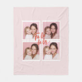 Fa La La La Blush Roze Kerst Foto Collage Fleece Deken (Voorkant)