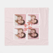 Fa La La La Blush Roze Kerst Foto Collage Fleece Deken (Voorkant (Horizontaal))