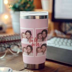 Fa La La La Blush Roze Kerst Foto Collage  Geïsoleerde Drinkbeker