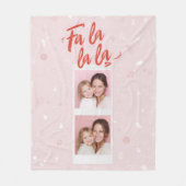 Fa La La La Blush Roze Kerst Foto Fleece Deken (Voorkant)