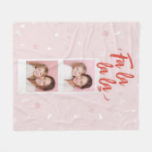 Fa La La La Blush Roze Kerst Foto Fleece Deken (Voorkant (Horizontaal))