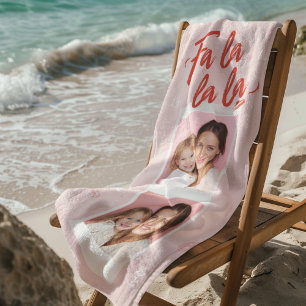 Fa La La La Blush Roze Kerst Foto Strandlaken