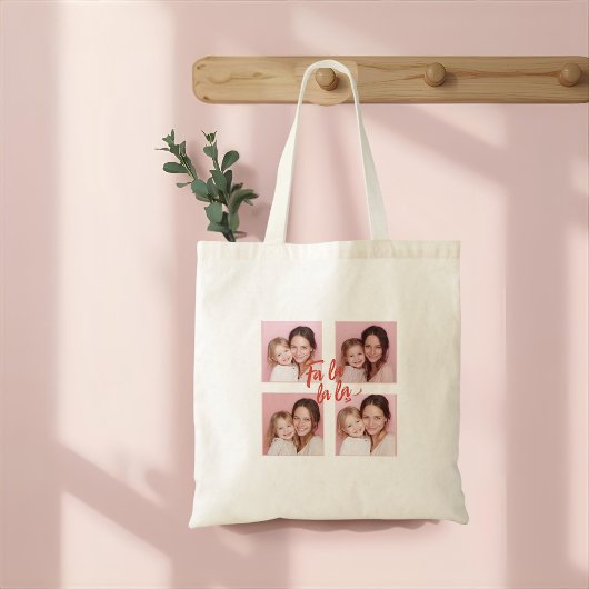 Fa La La La Blush Roze Kerst Foto Tote Bag