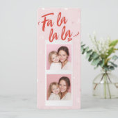 Fa La La La | Blush Roze Modern Kerst Foto (Staand voorkant)