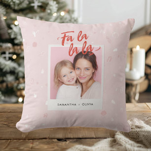 Fa La La La Blush Roze Moderne Kerst Foto Kussen