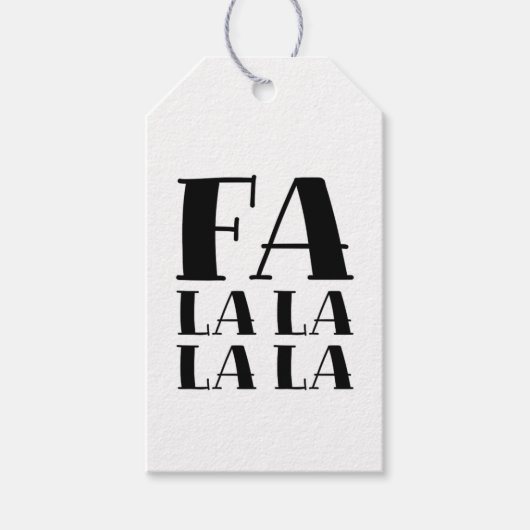 FA LA LA LA Chic Festive White & Black Christmas Cadeaulabel (Voorkant)