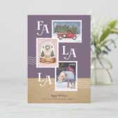 Fa La La La Festive-kerstscenes Feestdagenkaart (Staand voorkant)