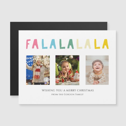 Fa La La La Kerstcute Pastel 3 Foto collage (Voorkant / Achterkant)