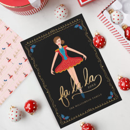 Fa La La La Kerstman Nutkraker Ballet Dancer Black Feestdagenkaart